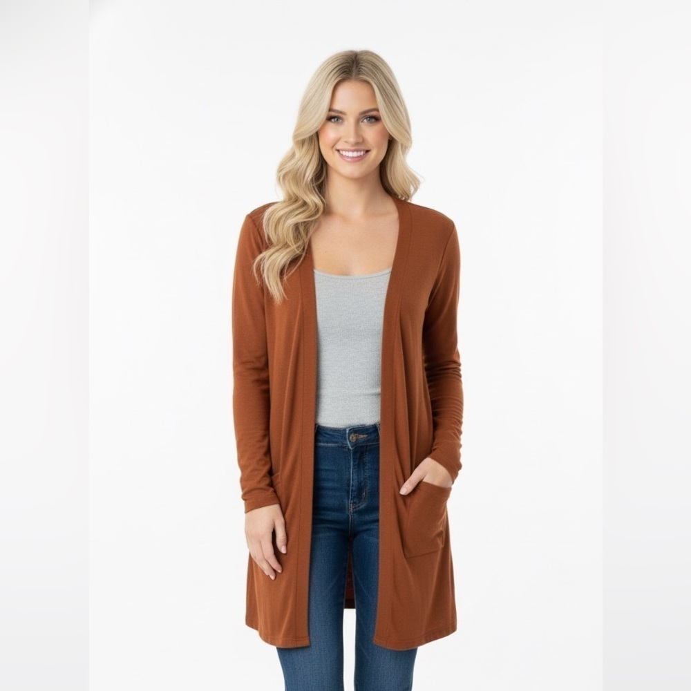 Wonderly knit sweater cardigan rust color size small